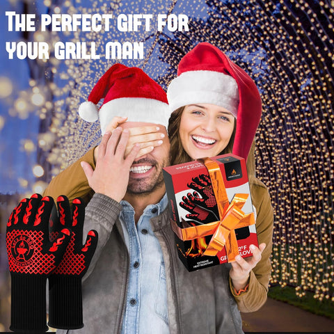 BBQ Grill & Oven Gloves 1472°F Heat Resistant | Storage Case & Gift Box
