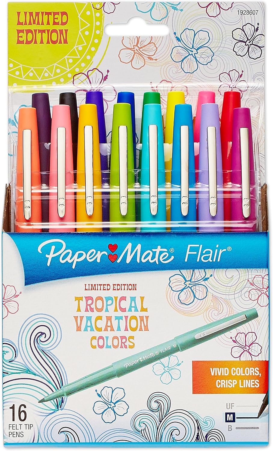 Paper Mate Flair Felt Tip Pens, Medium Point, Limited Edition Candy Pop Pack, Pack of 16 (1979425)