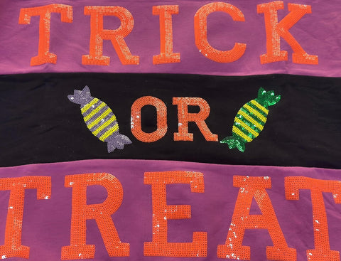 Pinclodly Halloween Sweatshirts for Women Sequin Color Block Crewneck Sweatshirts Long Sleeve Glitter Cute Sweatshirts