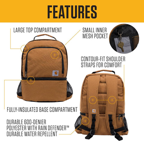 Carhartt Unisex Insulated 24 Can Two Compartment Cooler Backpack