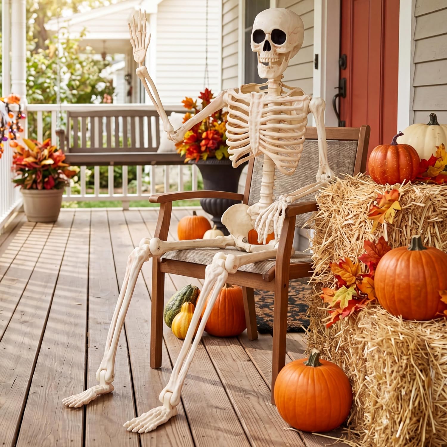 JOYIN 36" Halloween Skeleton Decor, 3FT Full Body Realistic Bones with Stayable Movable Joints, Posable Hanging Skeletons for Halloween Decoration, Yard, Graveyard, Haunted House, Spooky Scene Party