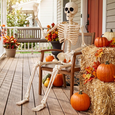 JOYIN 36" Halloween Skeleton Decor, 3FT Full Body Realistic Bones with Stayable Movable Joints, Posable Hanging Skeletons for Halloween Decoration, Yard, Graveyard, Haunted House, Spooky Scene Party