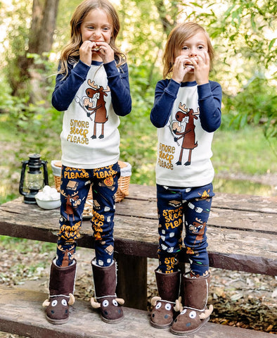 Lazy One Long-Sleeved Kids' Pajamas for Girls and Boys, Funny Kids' PJ Sets