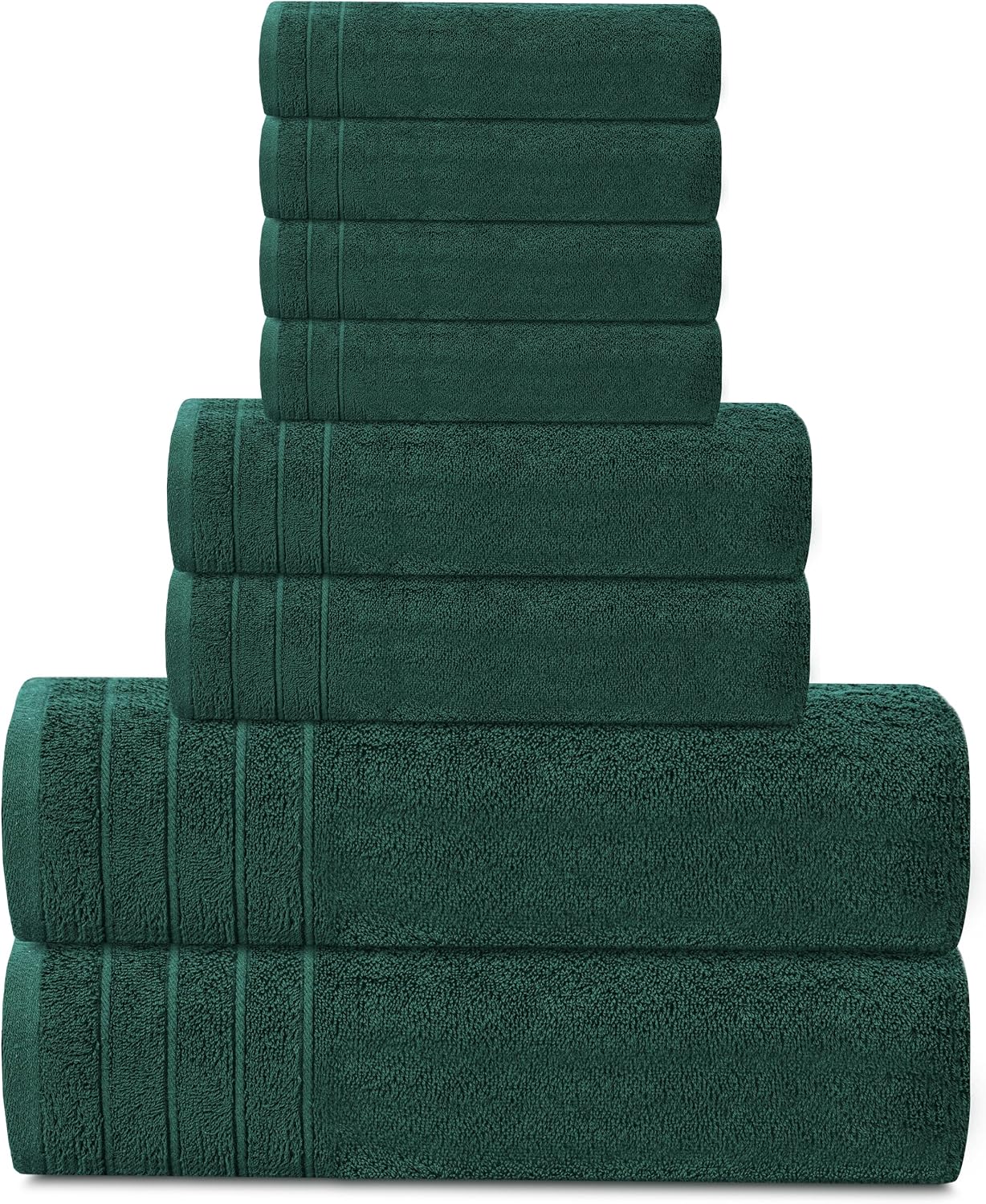 Tens Towels 8 Piece Towel Set, 2 XL Bath, 2 Hand, 4 Washcloth, Hunter Green