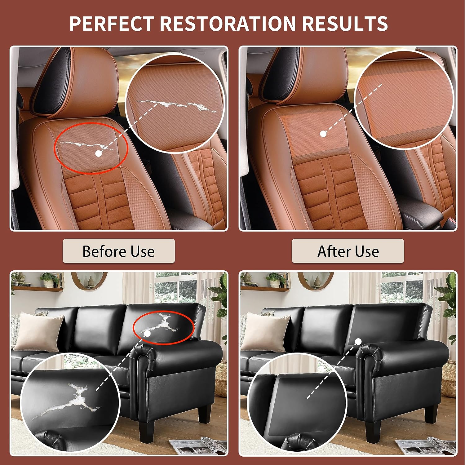 Besezx Leather Repair Patch Tape Kit, Self Adhesive Leather Repair for Furniture, Couch, Sofa, Car Seats,Office Chair,Vinyl Repair Kit.3.1inx60in