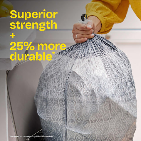 Glad ForceFlex MaxStrength with Clorox Tall Kitchen Trash Bags, 13 Gal, 34 Ct (Package May Vary)