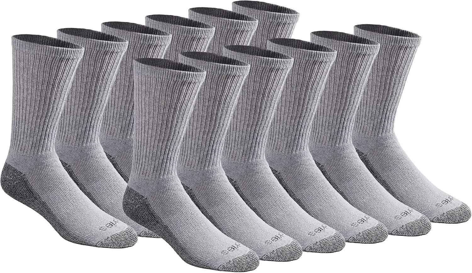 Dickies Men's Dri-tech Original Moisture Control Crew Socks, Available in M-xxl (6, 12, 18 Pairs)