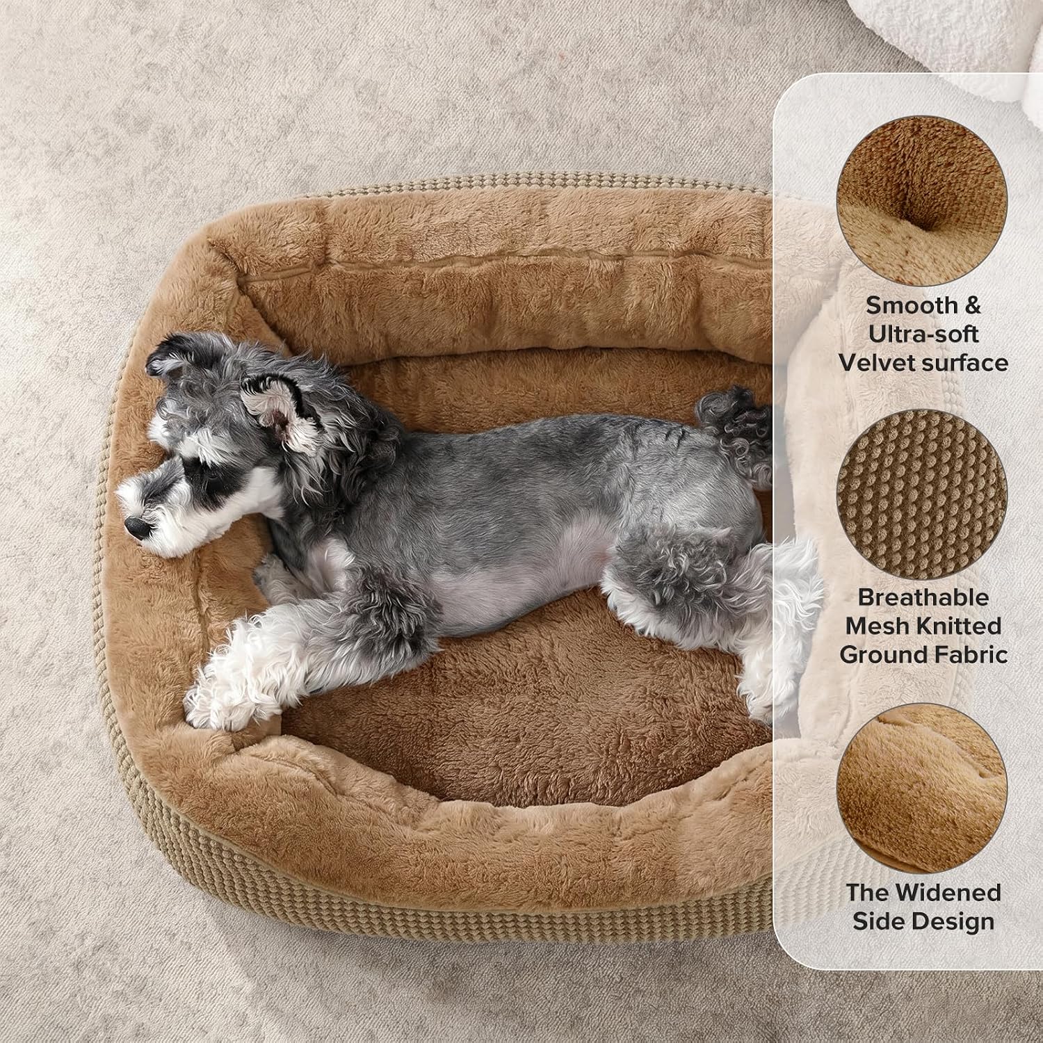 INVENHO Small Dog Bed for Small Dogs, Orthopedic Warming Soft Calming Sleeping Durable with Anti-Slip Bottom