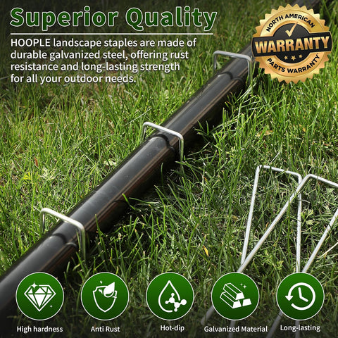 HOOPLE 4 Inch 100 Pack Galvanized Landscape Staples 12 Gauge Garden Stakes Landscaping Fabric Pins Anti-Rust Yard Stakes for Decoration Weed Barrier, Irrigation Tubing, Lawn Fabric & Greenhouse