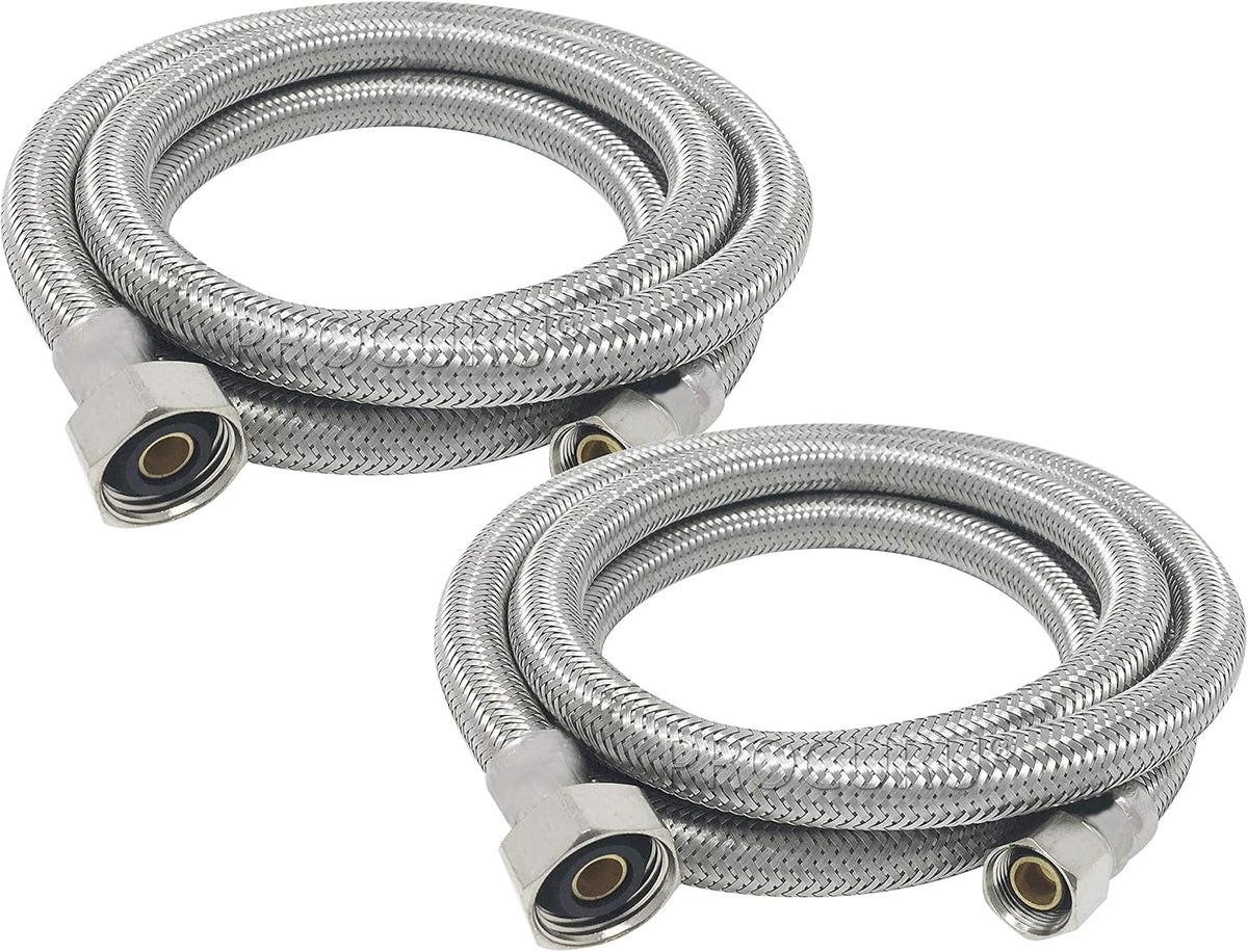 [2-Pack] PROCURU 60" (5Ft) x 3/8" Comp x 1/2" FIP Faucet Hose Connector, Stainless Steel Braided Supply Line, Certified Safe (9SF60-2P)