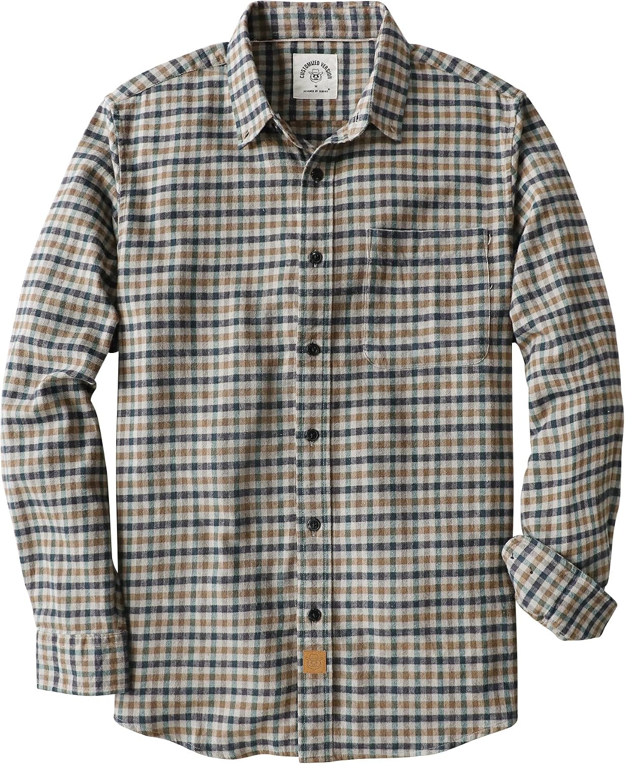 Dubinik® 6 oz Flannel Shirt for Men Cotton Casual Long Sleeve Button Down