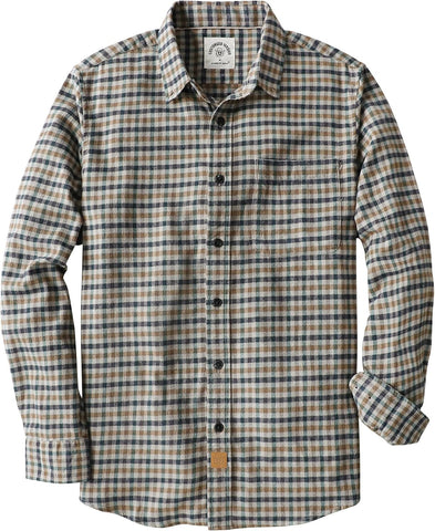 Dubinik® 6 oz Flannel Shirt for Men Cotton Casual Long Sleeve Button Down