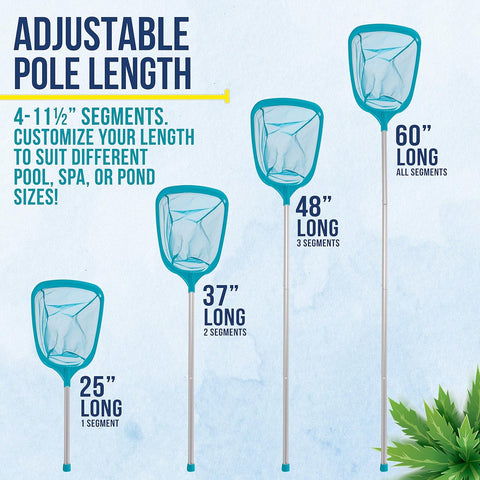 U.S. Pool Supply Swimming Pool 5 Foot Leaf Skimmer Net with 4 Aluminum Pole