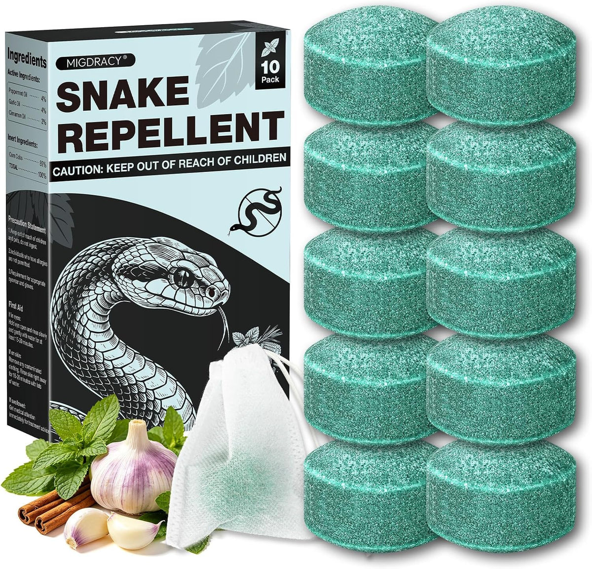 10 Pack Snake Repellent Balls, Outdoor Snakes Repellent for Yard, Peppermint Oil to Repel Snakes, Keep Snake Away from Lawn, Home, Garden, and Vehicle, Indoor and Outdoor Use