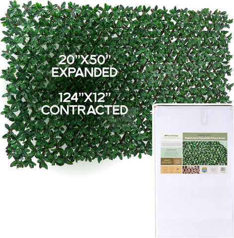 NatraHedge 20''X50'' Artificial Privacy Grass Wall Decor, Laurel Leaf