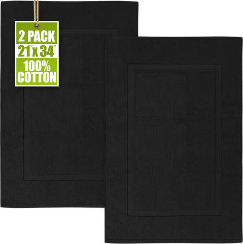 Utopia Towels Cotton Bath Mat, 21x34 in, 2 Pack, Black