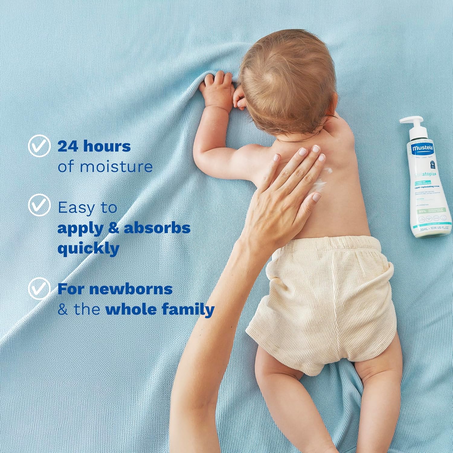 Mustela Stelatopia+ - Lipid-Replenishing Cream - Moisturizer for Eczema-Prone Skin - With Natural Sunflower Oil and Prebiotic - EWG Verified - For Babies, Kids & Adults - Fragrance Free