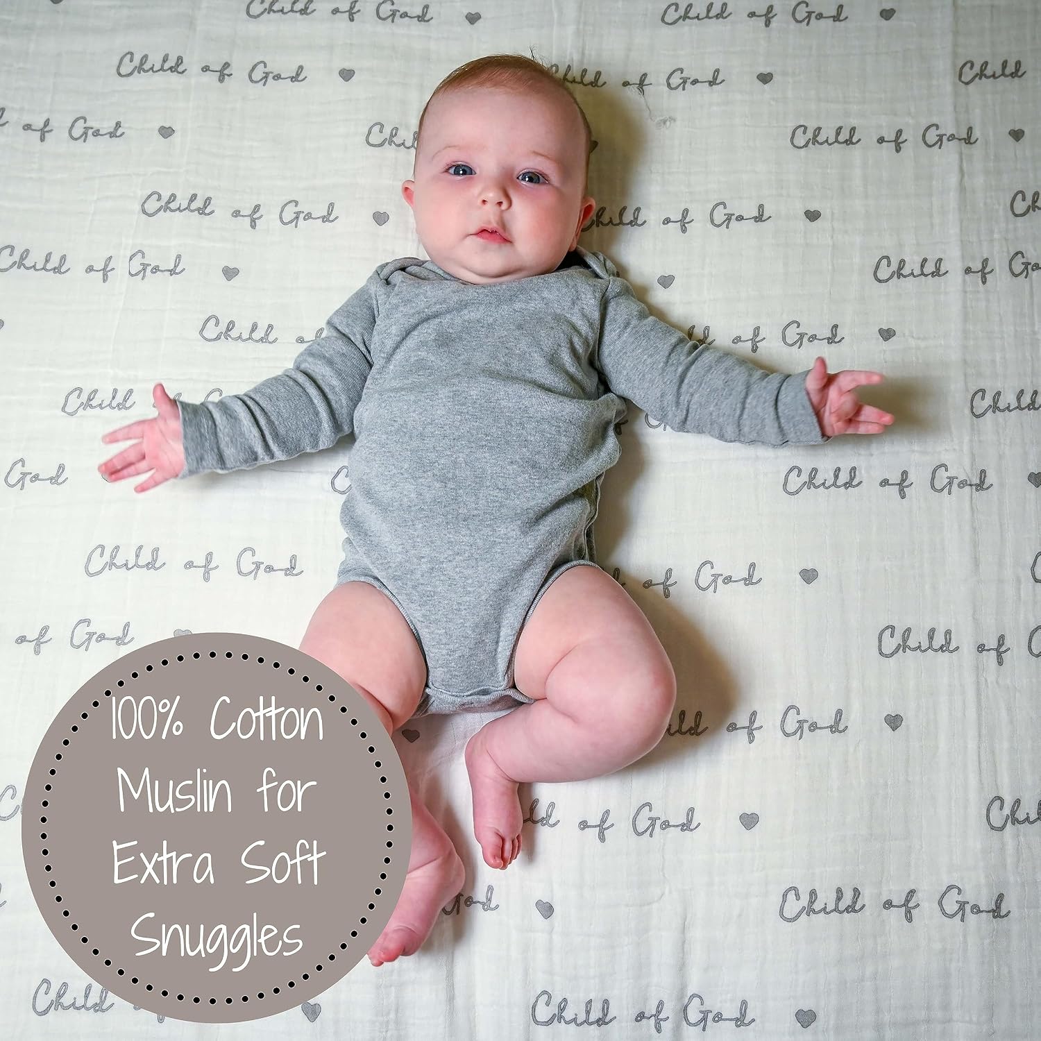 LollyBanks Muslin Swaddle Blanket, 47 x 47 in, Newborn Receiving Blanket