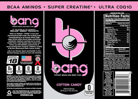Bang Energy Cotton Candy, Sugar-Free Energy Drink, 16-Ounce | Pack of 12