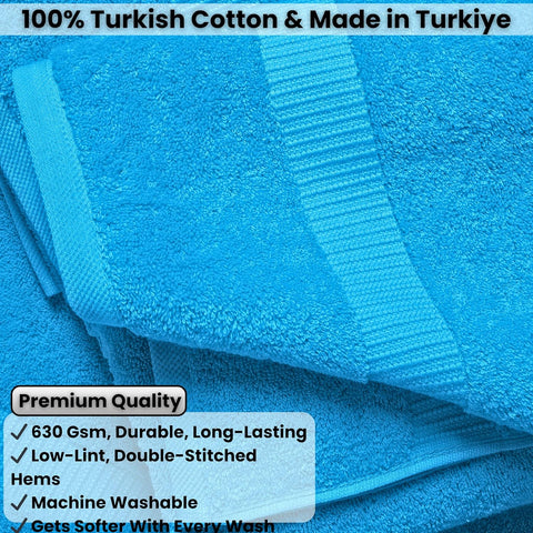 SALBAKOS 100% Turkish Cotton Bathroom Towel Set of 6-Piece, Aqua