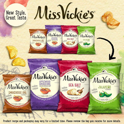 Miss Vickie's Kettle Cooked Potato Chips, Jalapeno, 1.375 Ounce (Pack of 64)