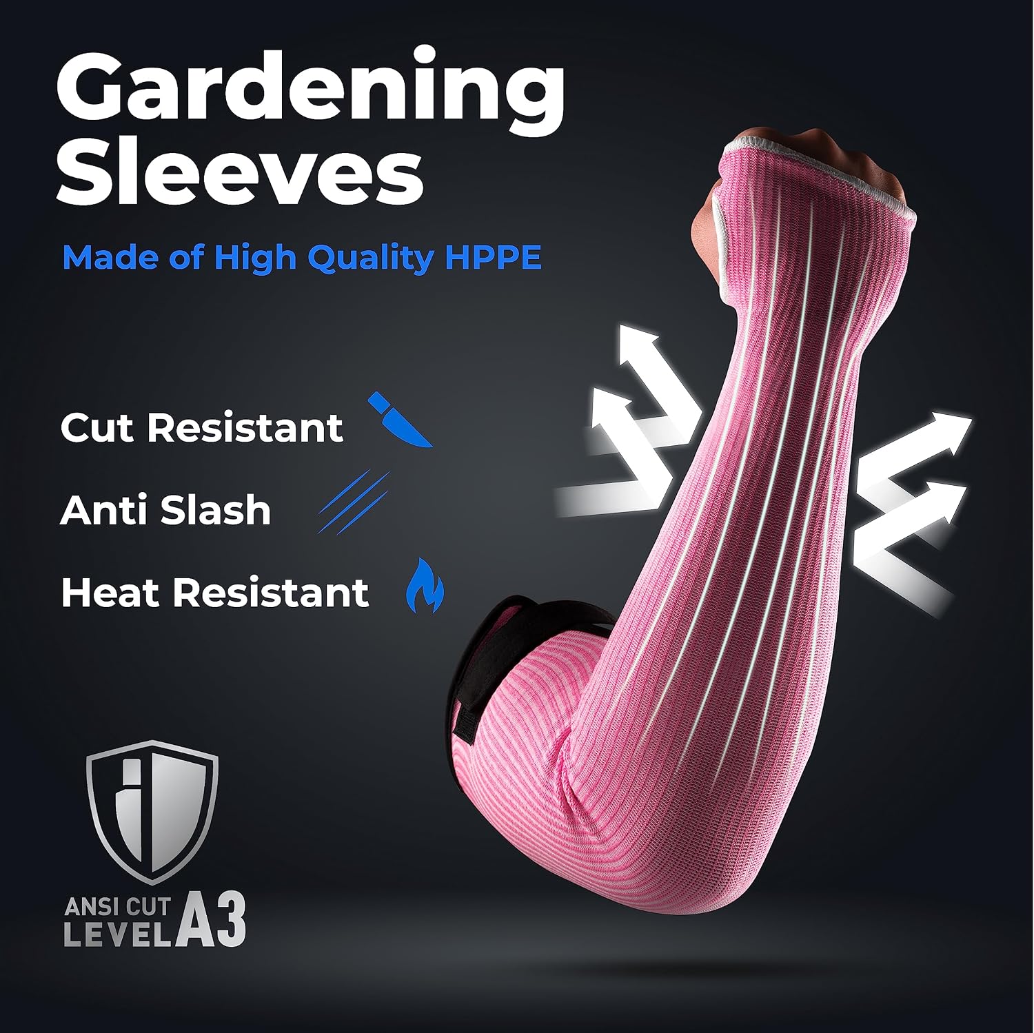 OriStout Cut Resistant Farmer Sleeves with Tumb Hole, Pink, 1 Pair