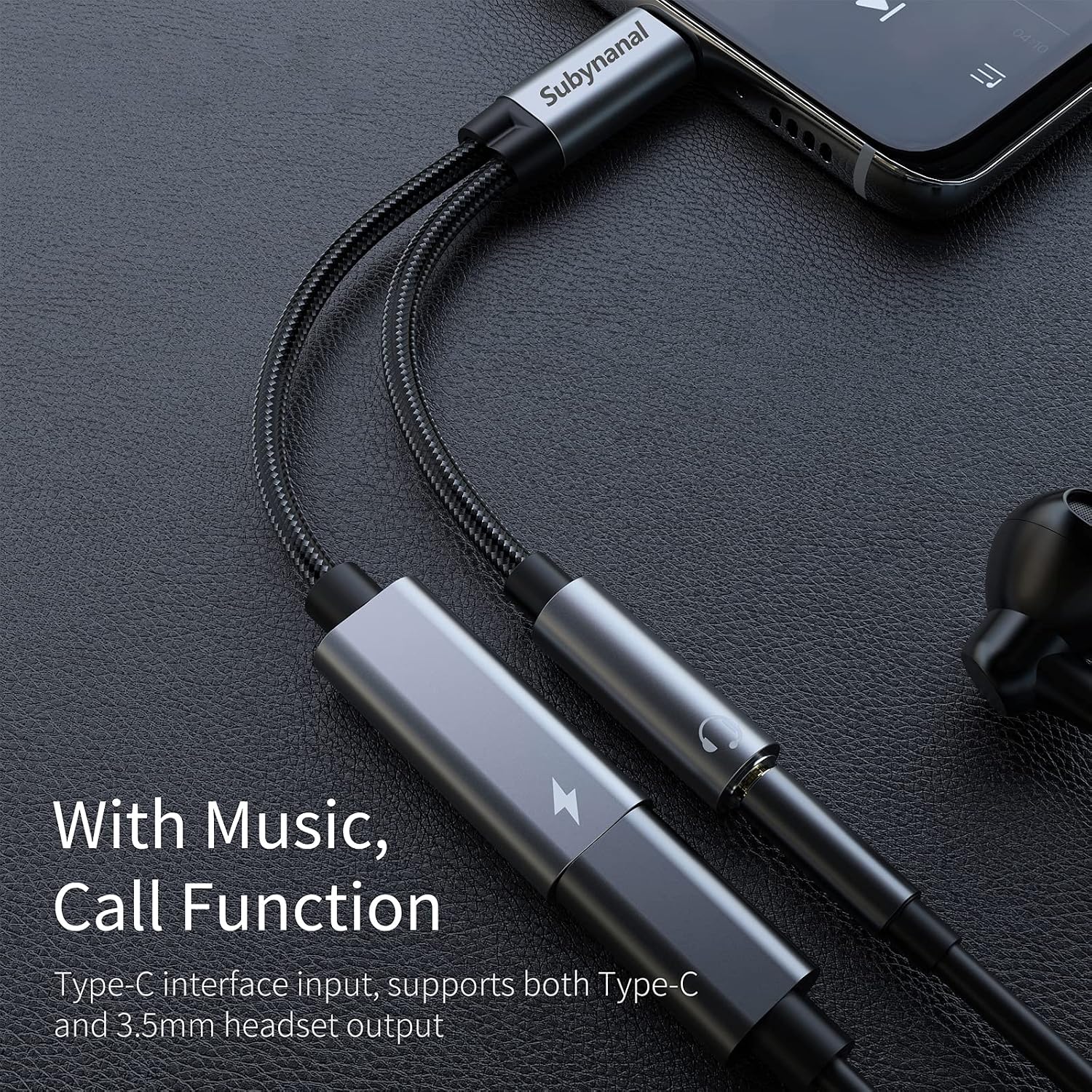Subynanal USB c to 3.5mm Headphone and Charger Adapter,2 in-1 USB C PD 3.0 Charging Port to Aux Audio Jack and Fast Charging Dongle Cable Cord for iPhone 17 Iphone16, iPhone 15, Galaxy (Gray)