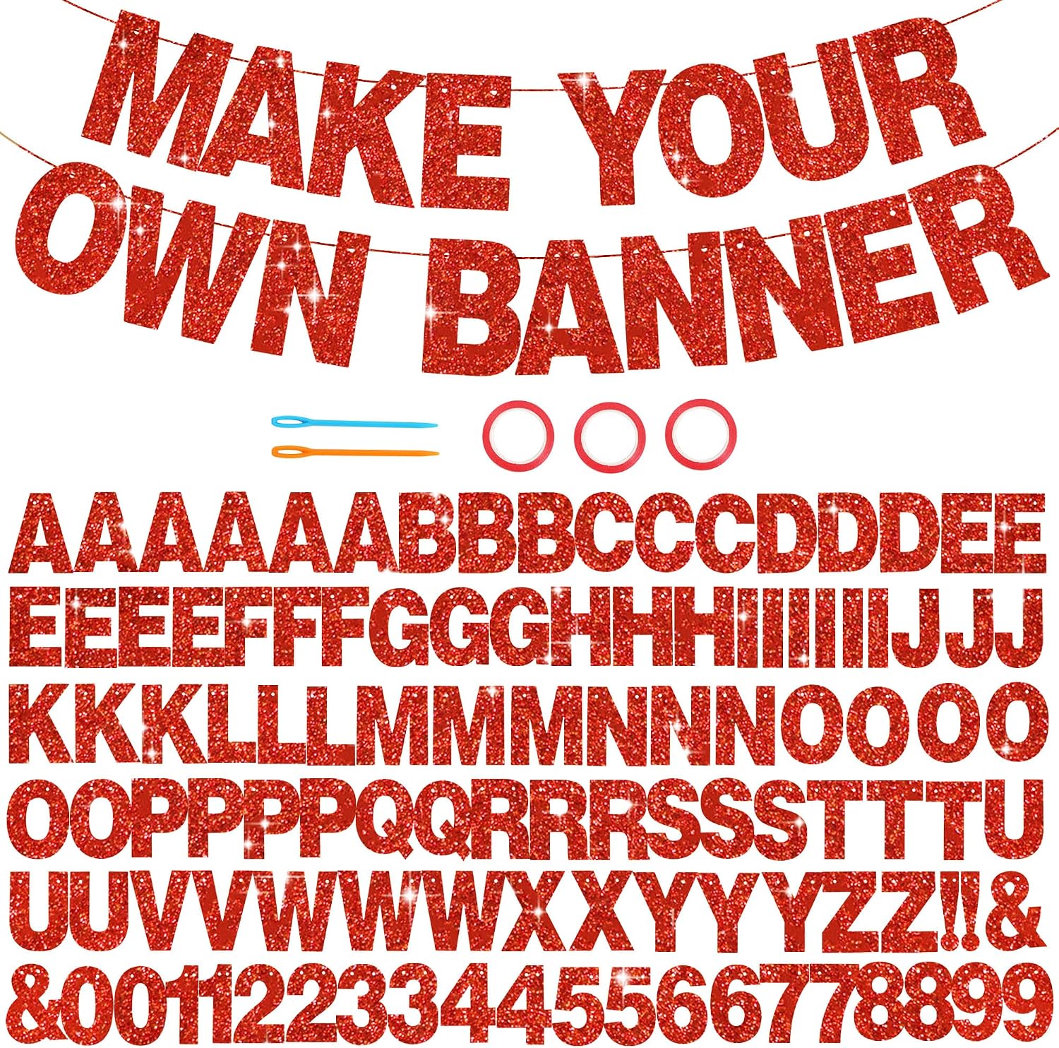 BEISHIDA Glitter Red 116 PCS A-Z DIY Letter Custom Banner Party Decor