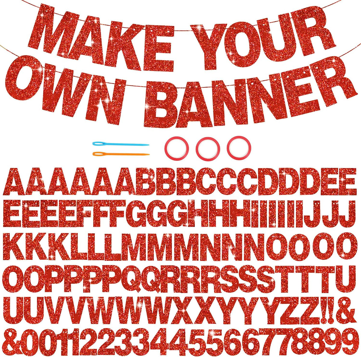 BEISHIDA Glitter Red 116 PCS A-Z DIY Letter Custom Banner Party Decor