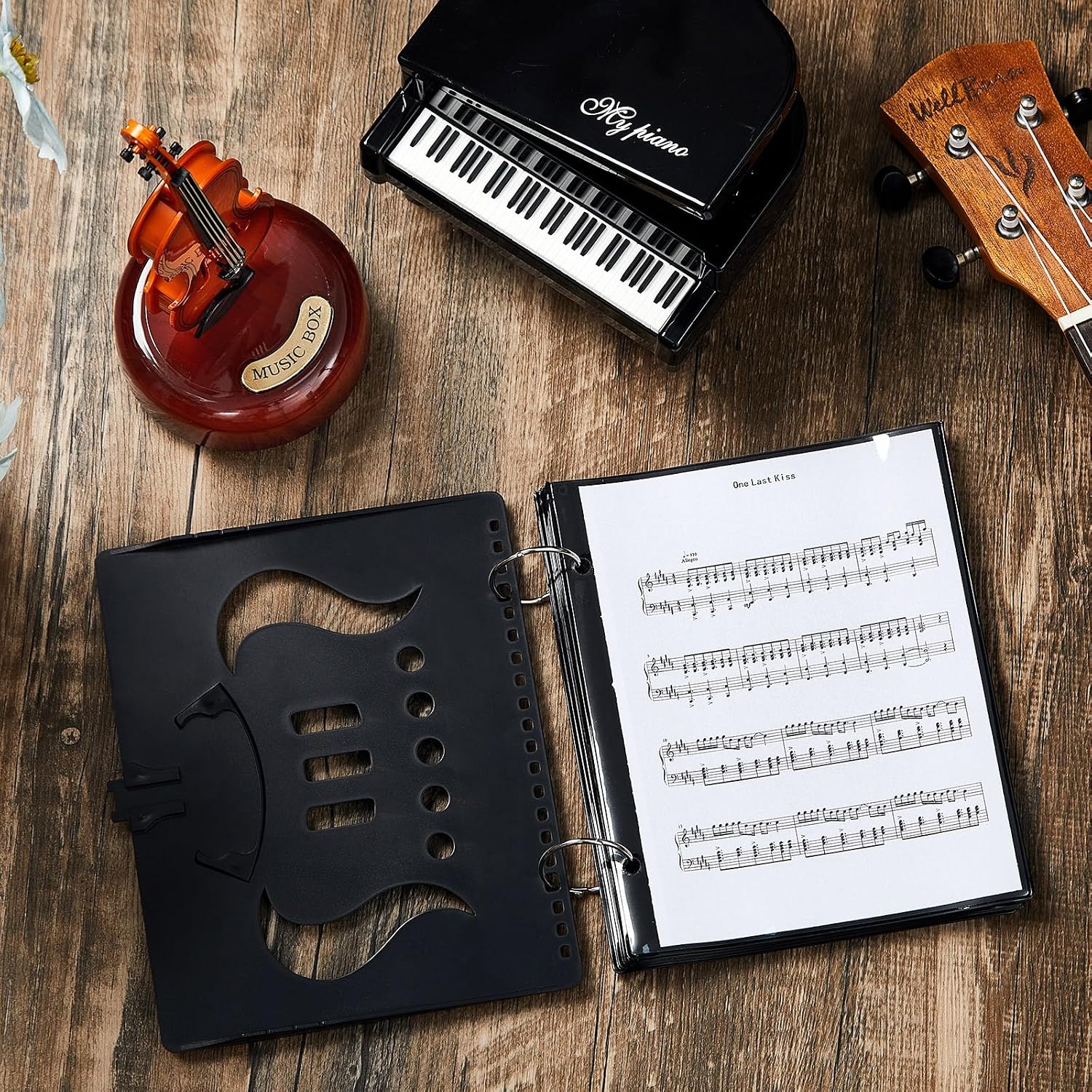 10 Sheets Music Flip Folder Marching Band Plastic Flip Folder Pages,Black