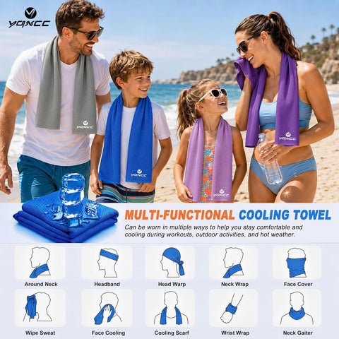 YQXCC 4 Pack Cooling Towels (47"x12"), Ice Cool Towels for Neck & Face