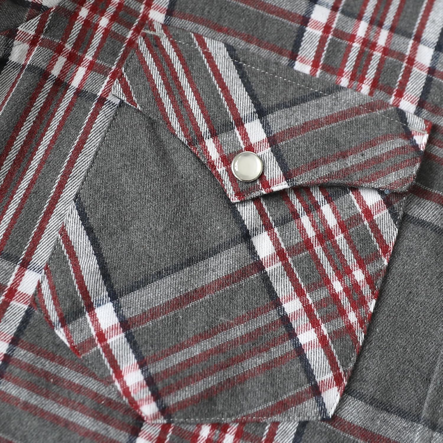 Dubinik® 6 oz Flannel Shirt for Men Pearl Snap Western Cowboy Long Sleeve