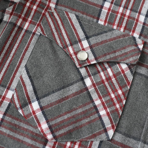 Dubinik® 6 oz Flannel Shirt for Men Pearl Snap Western Cowboy Long Sleeve