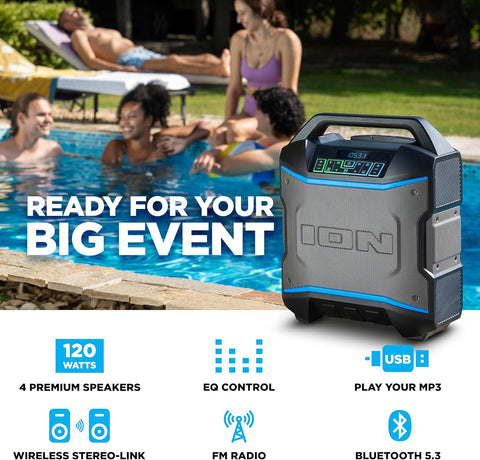 ION Block Rocker 120W Bluetooth Outdoor Speaker with Wheels