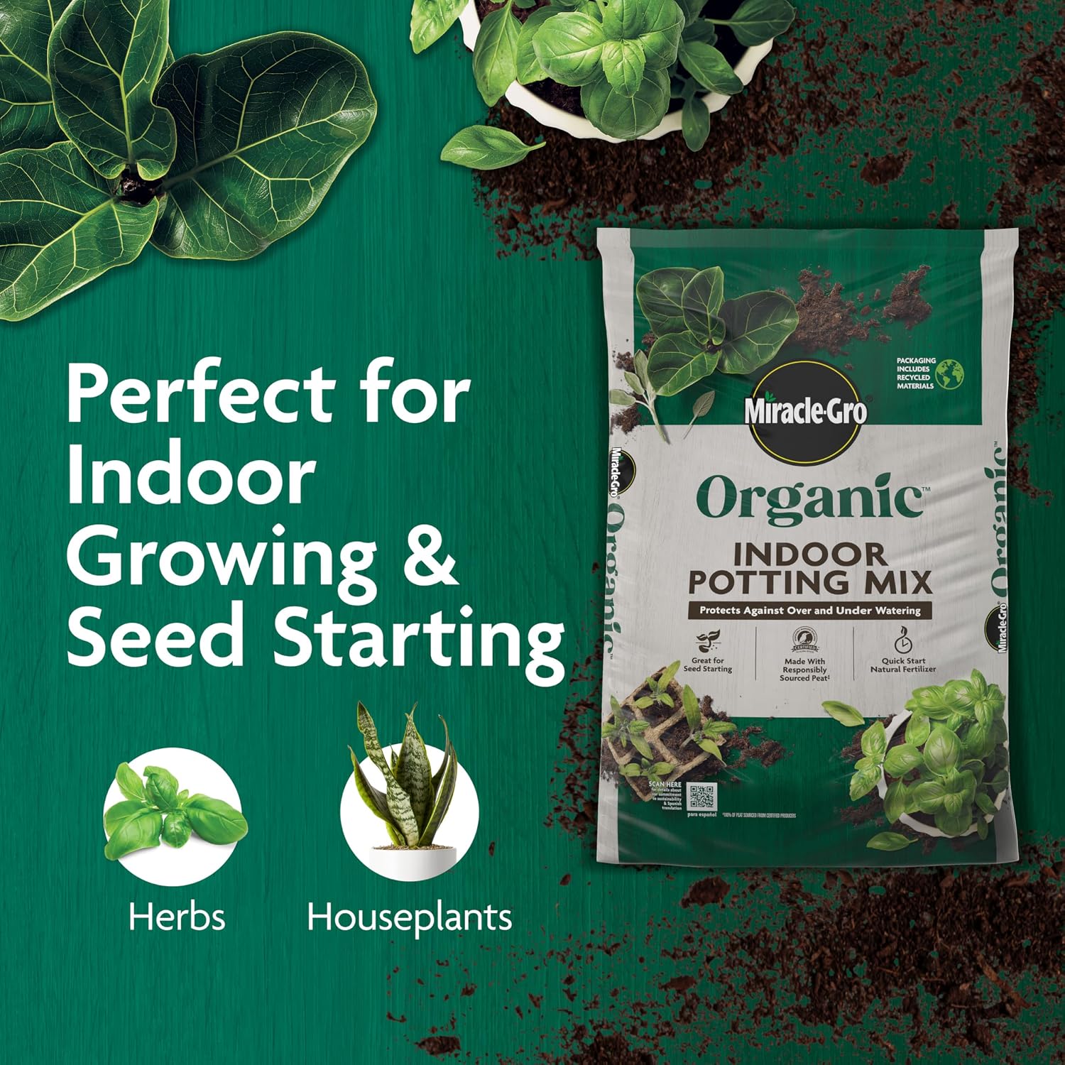 Miracle-Gro Organic Indoor Potting Mix, 16 qt.