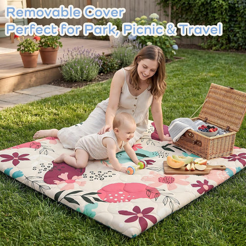 1.6" Thick Baby Play Mat, 50x50 Removable & Machine Washable Cover