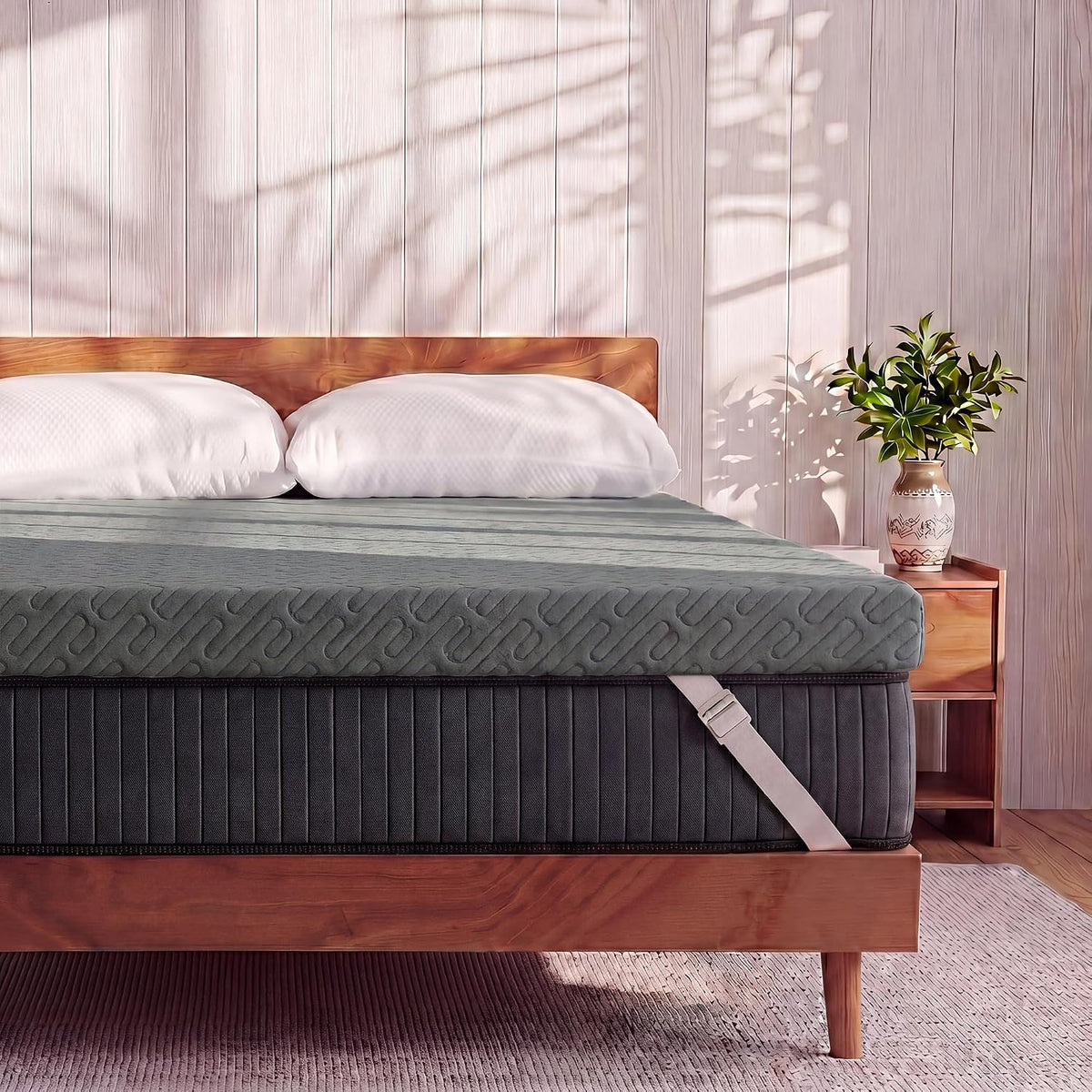 VALUXE 3 Inch Gel Memory Foam Mattress Topper California King Size High Density Cooling Pad Pressure Relief Bed Topper Grey (with Removable & Washable Bamboo Cover)