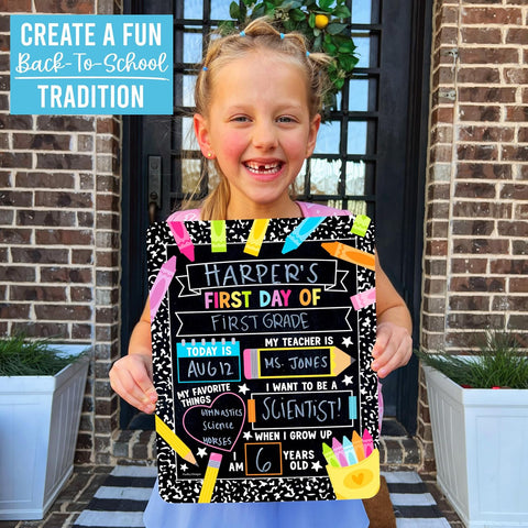 My First Day of School Board with Marker, 11"x 14" Back to School Board