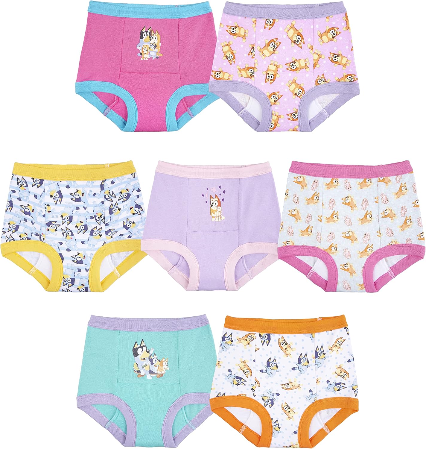 Bluey Amazon Exclusive 7-Pack Potty Training Pants with Stickers and Success Chart, Sizes 18 M, 2T, 3T & 4T