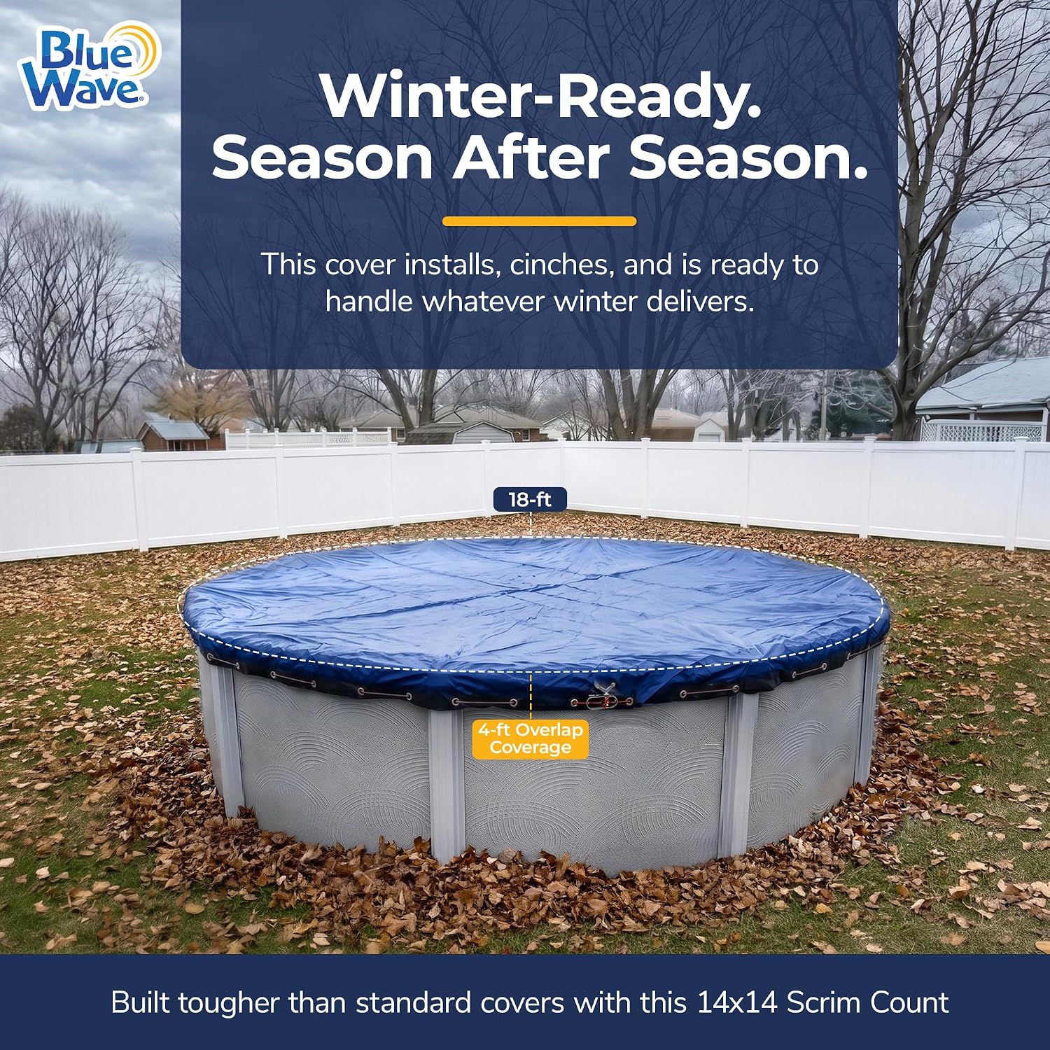 Blue Wave Arctic Armor 18-ft Round Above Ground Pool Winter Cover, Blue