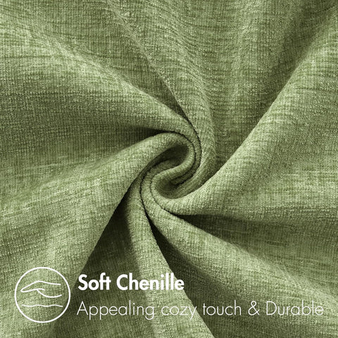 MIULEE Soft Chenille Lumbar Throw Pillow Covers Sage Green 12x20 Pack of 2