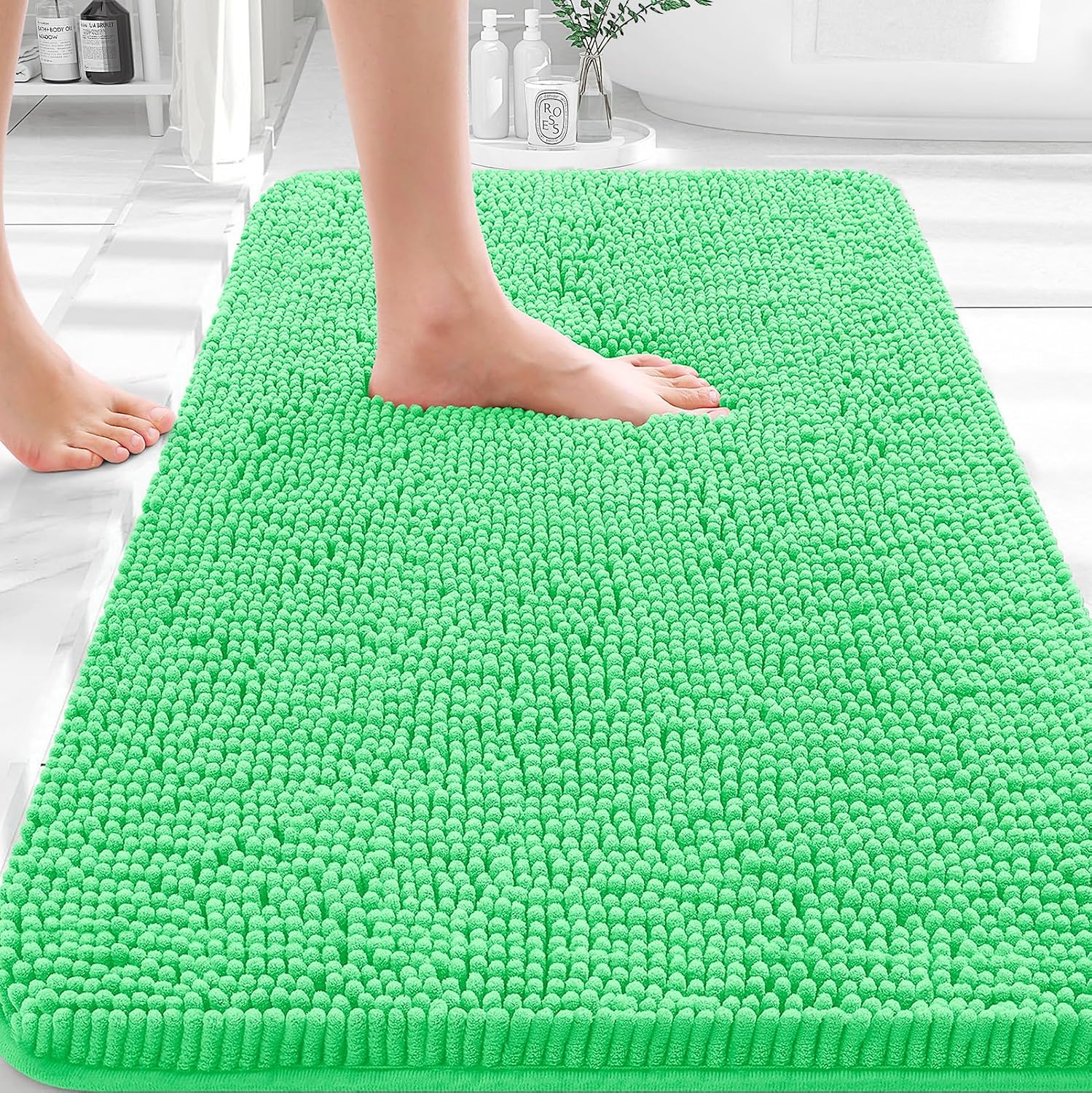 OLANLY Small Bathroom Rugs 30x18, Extra Soft Absorbent Chenille Bath Rugs
