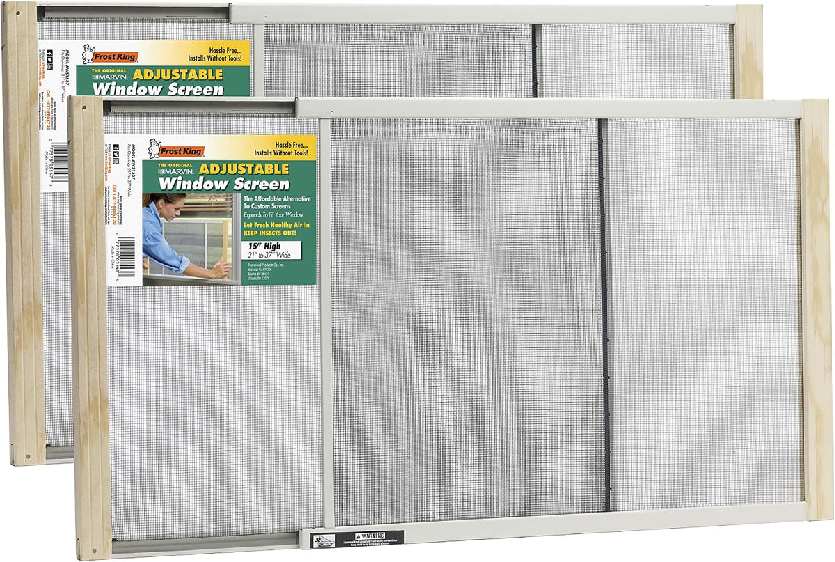 Frost King 2AWS1537 WB Marvin Adjustable Window Screen, 15in High x Fits 21-37in Wide (2 Pack)