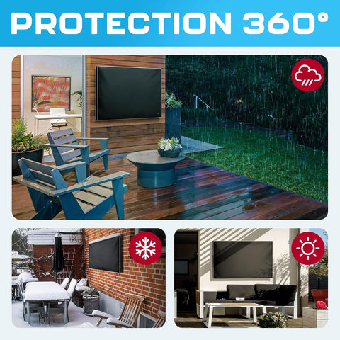 Garnetics Outdoor TV Cover 75 Inch – Waterproof, Weatherproof TV Enclosures with Smart Shield Screen Protectors, Ideal for Outdoor Use, Moving, and Storage - Black