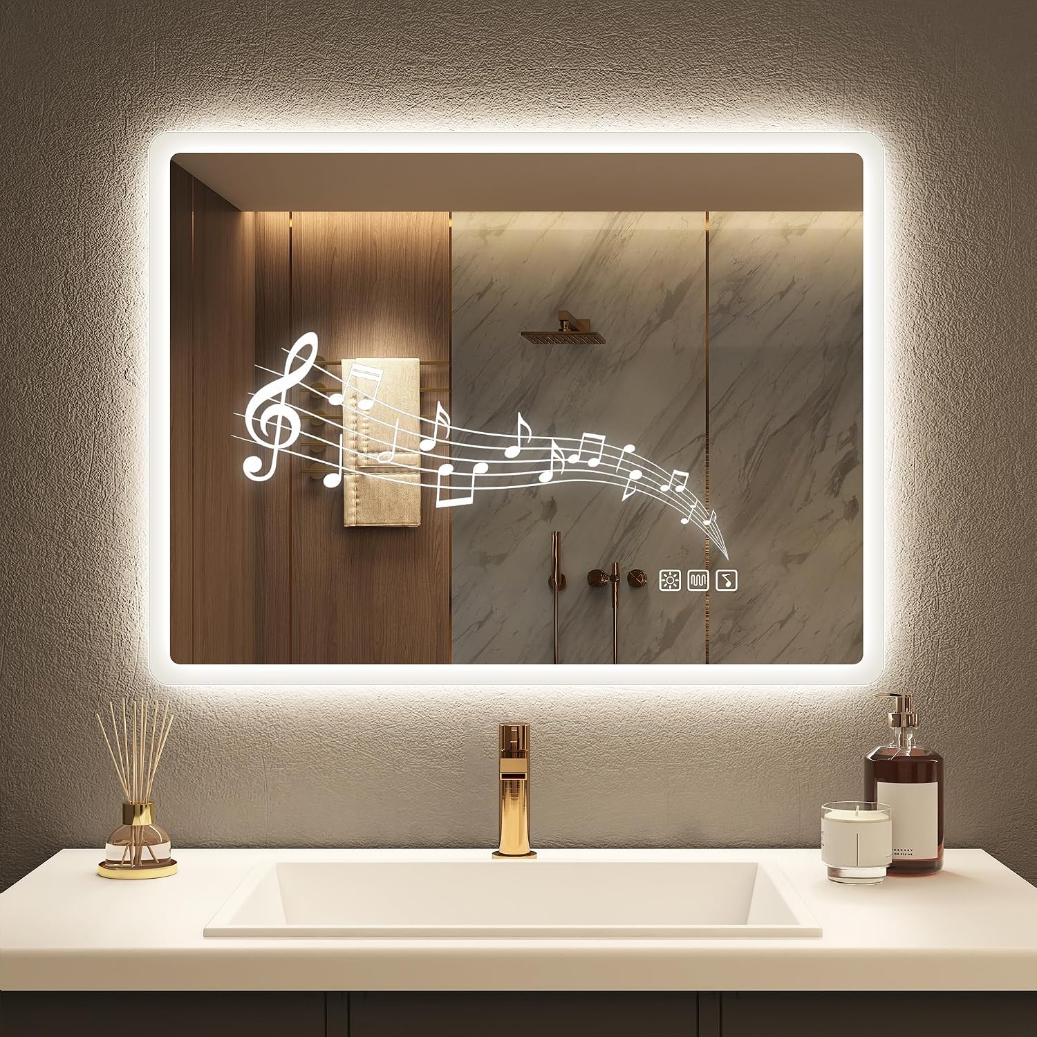 STARLEAD 24"x32" LED Bathroom Mirror with Bluetooth Speaker