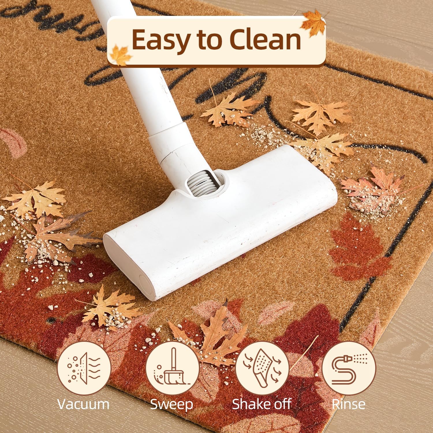 TYUU Fall Door Mat, Welcome Mat for Outdoor Entrance Maple Leaf 17" x 30"