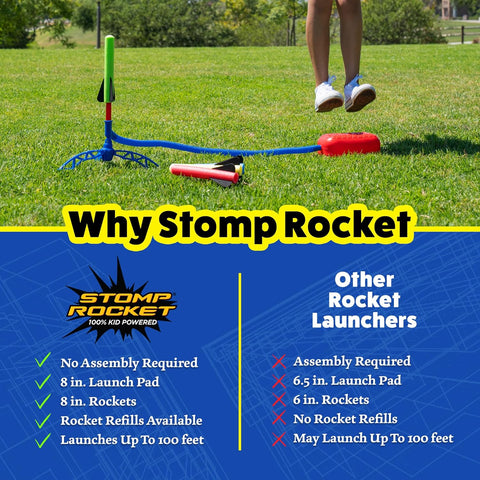 Stomp Rocket Jr Glow Rocket Launcher for Kids, 7 Rockets - Glow in The Dark