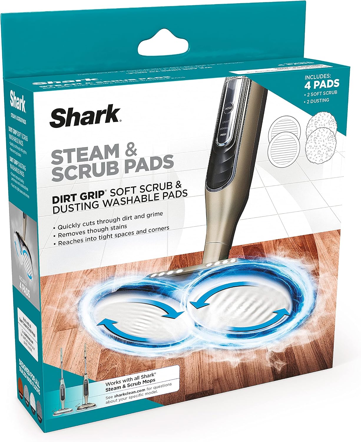 Shark Steam & Scrub Dirt Grip Soft Scrub & Dusting Pads, XKITP7000D