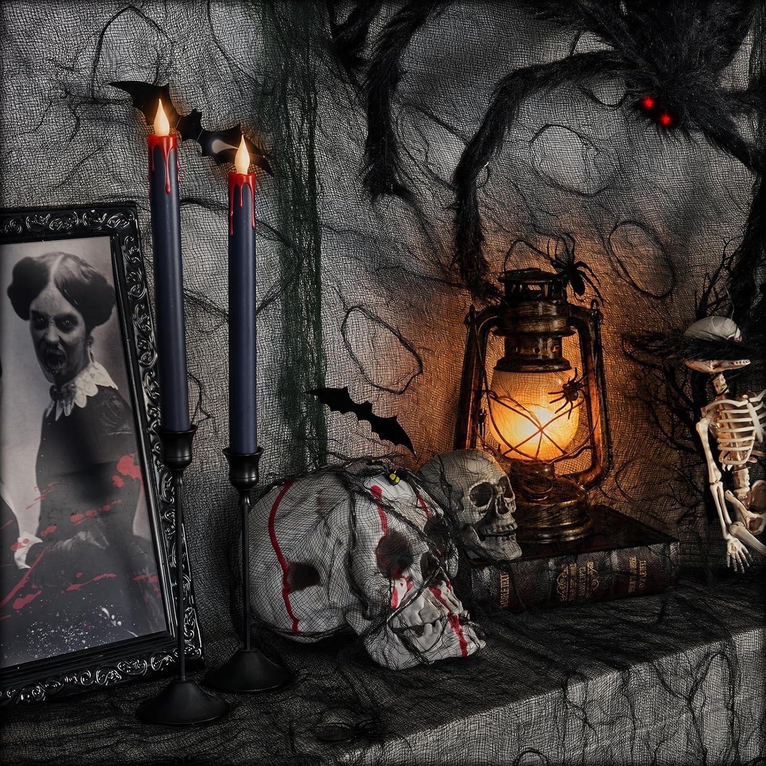 600 x 80 in Halloween Creepy Cloth for Yard and Outdoor Decorations, Black