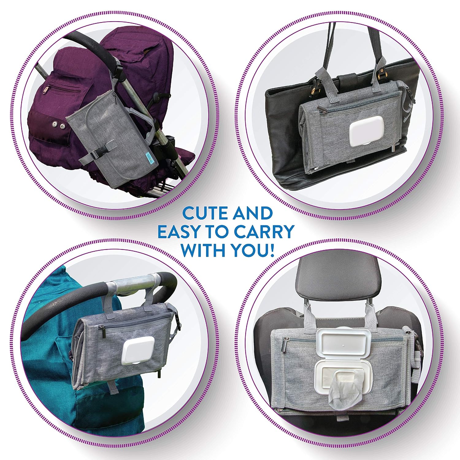 Kopi Baby Portable Diaper Changing Pad with Wipes Pocket, Classic Grey